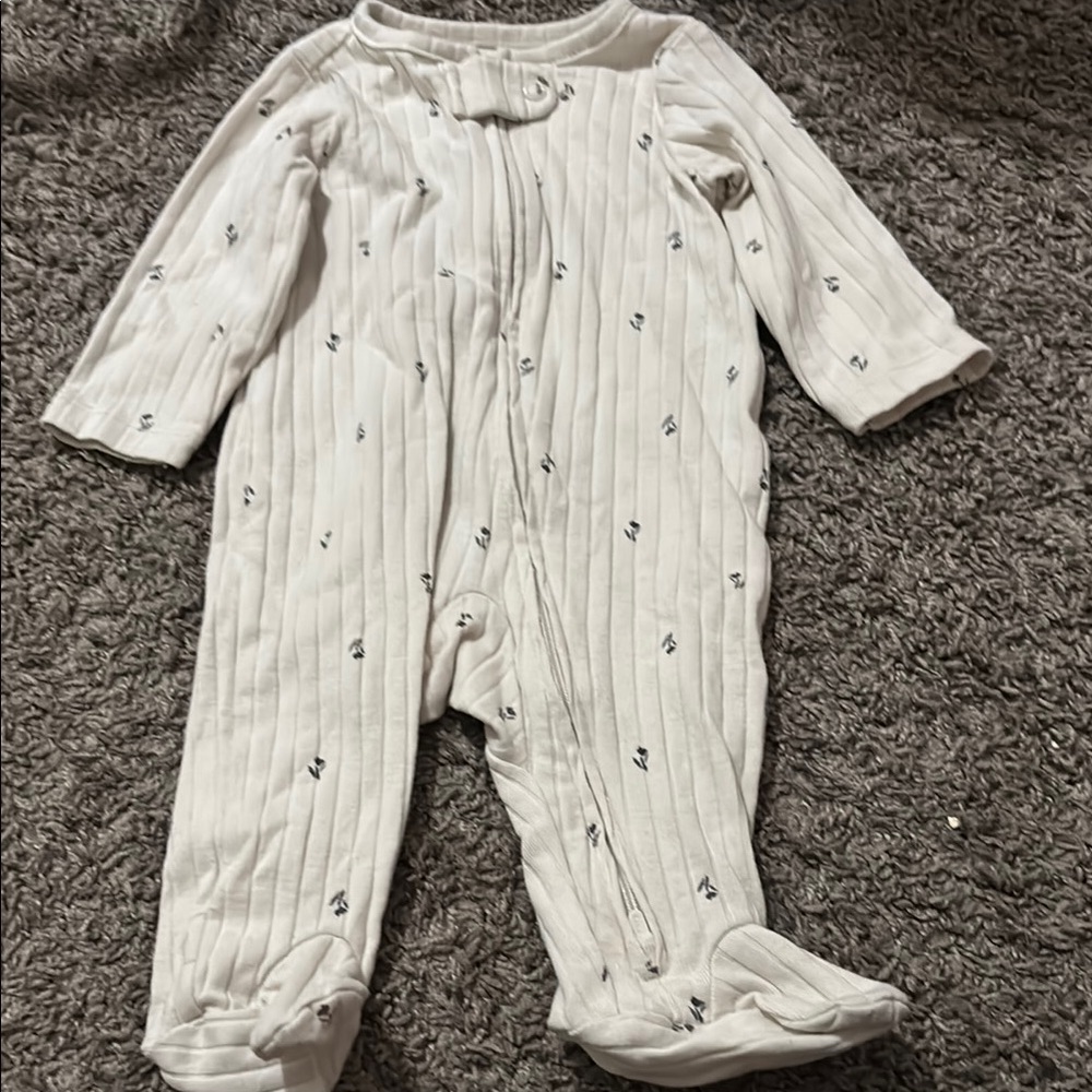 Carter's White Footies Soft Cotton One Pieces